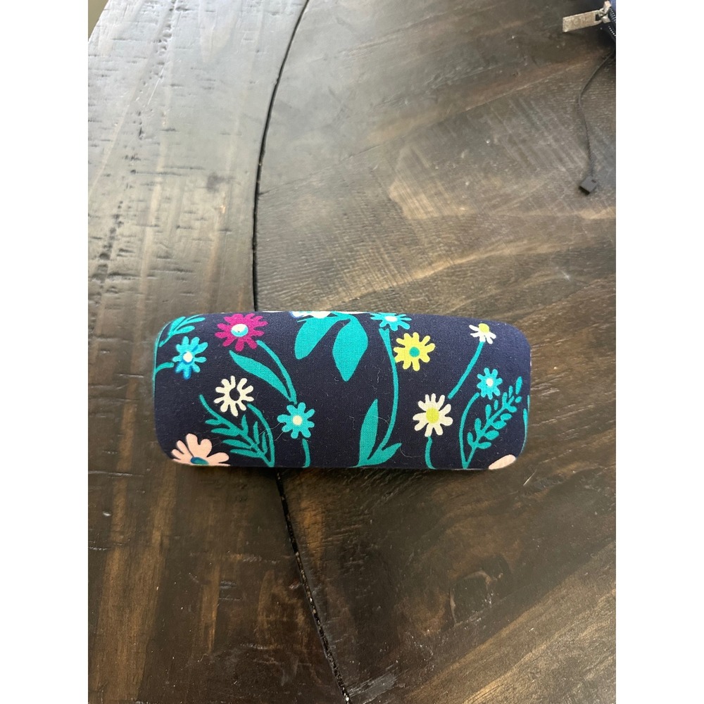 Vera Bradley Navy Blue Floral Hard Shell Eyeglass Case Clamshell Protection